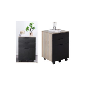 3 DRAWER PEDESTAL OAK + BLACK