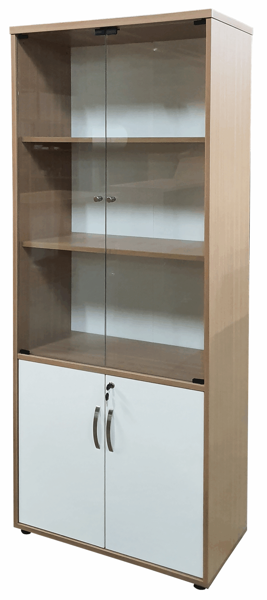 ARIES HIGH CABINET WITH GLASS DOOR TEAK   LIGHT BEIGE Courts Fiji